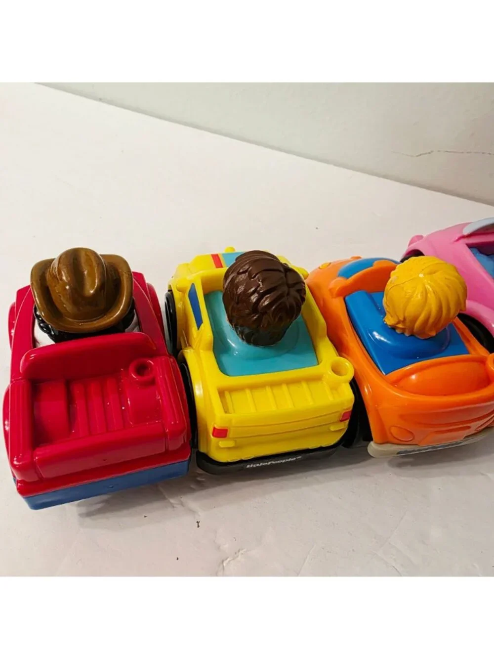 5 Little People Wheelies Race Car Pink Purple Orange Red Yellow Cars